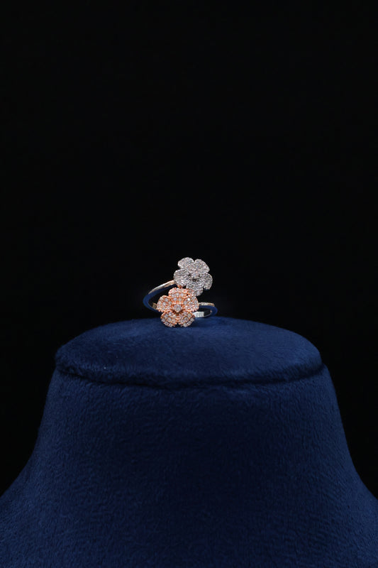 92.5 Pure Silver Ring Dual Tone Flower
