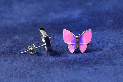 Royal 92.5 Sterling Silver Pink Butterfly Stud Earrings