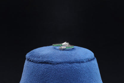 92.5 Pure Silver Ring - Green Stone Hug