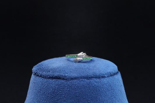 92.5 Pure Silver Ring - Green Stone Hug