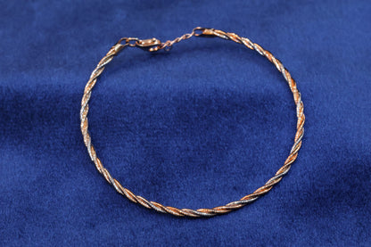 Platinum & Rose Gold Polished 92.5 Silver Omega Bracelet
