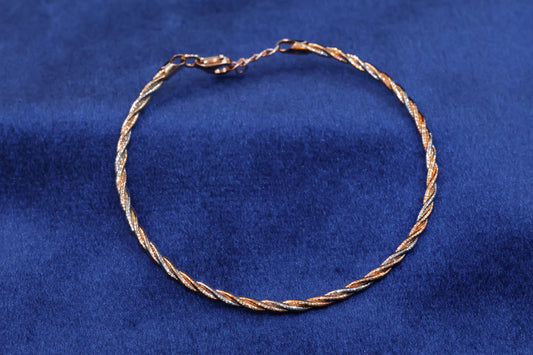 Platinum & Rose Gold Polished 92.5 Silver Omega Bracelet