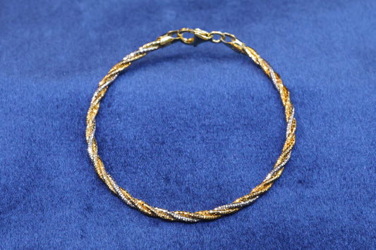 Gold & Platinum Polished 92.5 Pure Silver Omega Bracelet