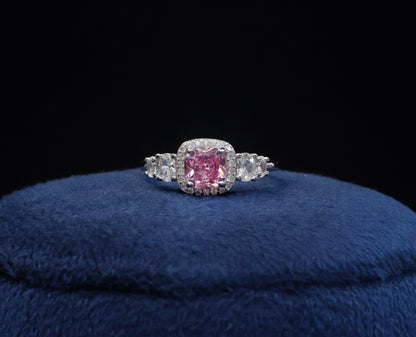 92.5 Pure Silver Ring - love Pink Stone