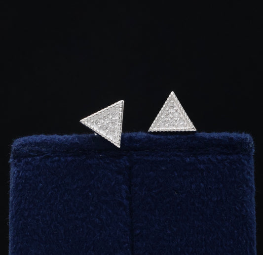 Exquisite 92.5 Sterling Silver Triangle Stud Earrings